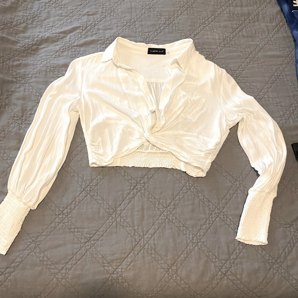 Mustard Seed button up Crop top size large